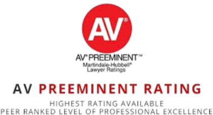 AV Preeminent rating badge — Martindale-Hubbell lawyer ratings, peer ranked level of professional excellence